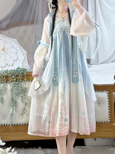 慕时原创汉服女茉香奶绿唐制汉元素齐胸襦裙日常春夏套装