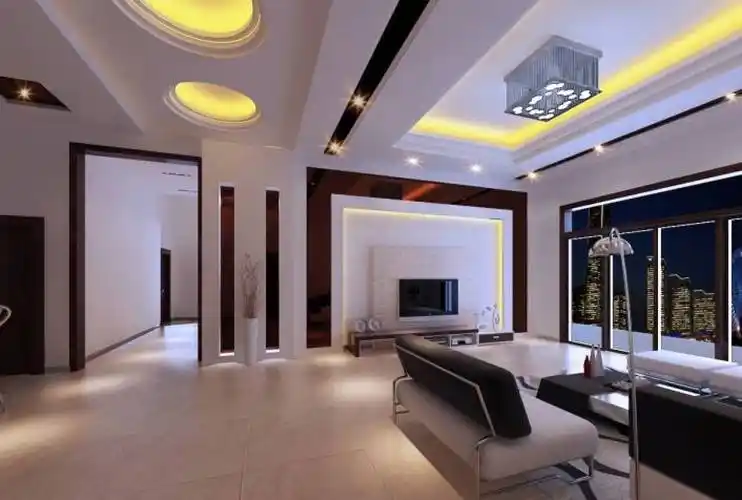 客厅时尚创意吊顶装修效果图_客厅吊顶效果图片_现代简约客厅吊顶装修