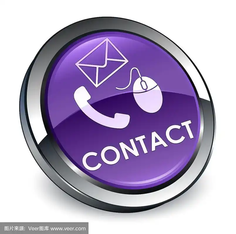联系人(电话邮箱和鼠标图标)紫色3d圆形按钮