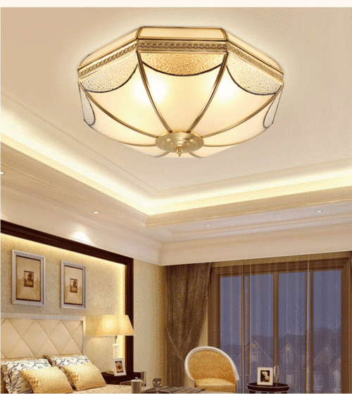 全铜吸顶灯卧室温馨浪漫美式房间灯新中式走廊过道灯欧式书房灯具-t