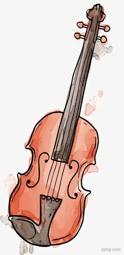 水彩手绘大提琴png素材透明免抠图片装饰效果