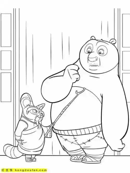 起战斗吧功夫熊猫神奇功夫涂色图片免费下载-红豆饭小学生简笔画大全