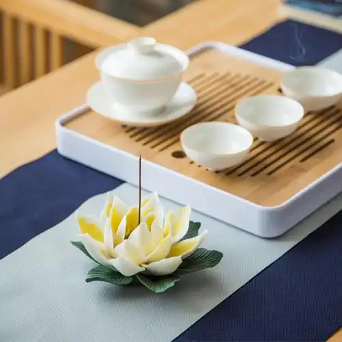 荷花茶道茶席香道陶瓷花香禅意手工摆件精品茶道