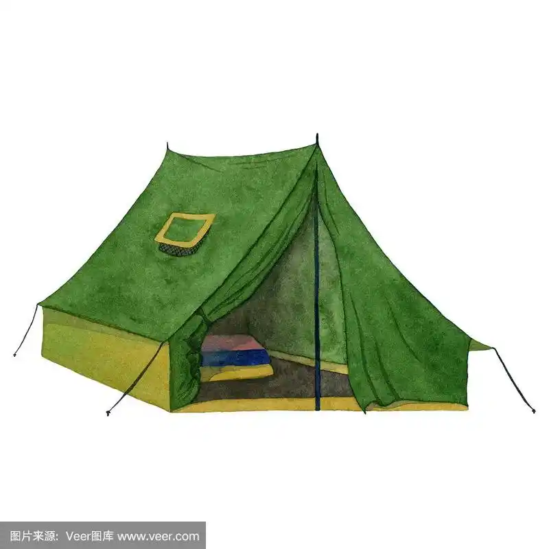 帐篷,绘画插图,旅行者,白色背景,水彩画