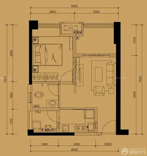 两居室80平米小户型平面图