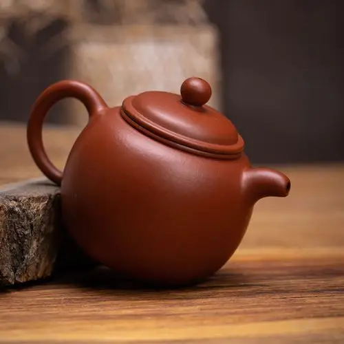 木鱼宜兴谭云正品朱泥匏尊壶正宗手工紫砂壶家用茶壶