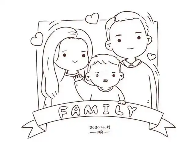 简笔画图片可爱全家福卡通画简单的儿童画全家福彩铅教程全家福简笔画