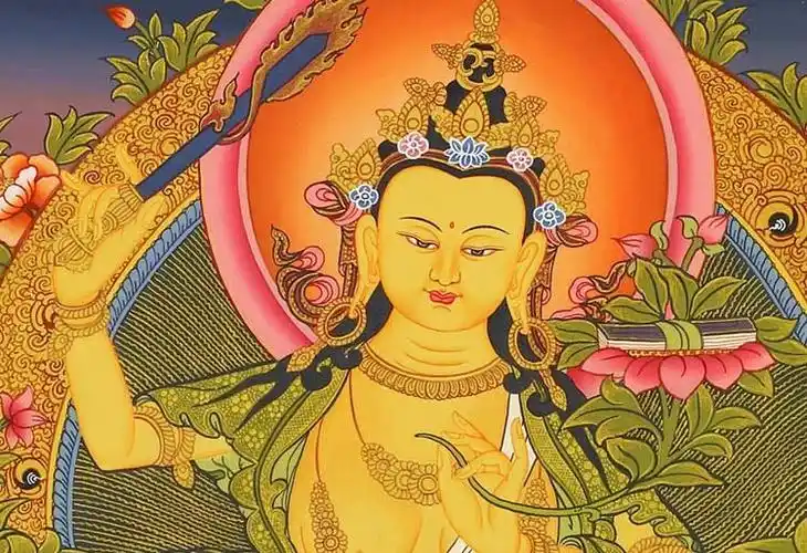 60定制文殊菩萨画像17相纸打印塑封唐卡佛教密宗文殊师利佛像画7寸