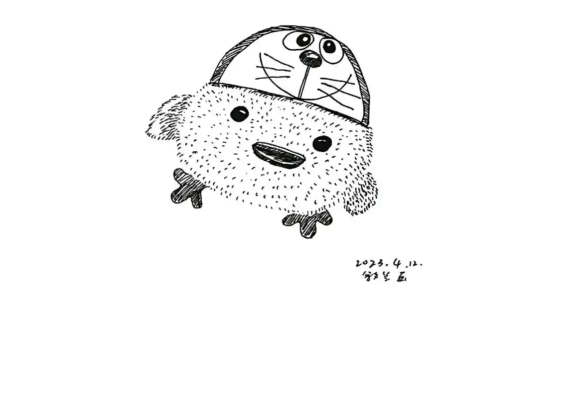 努力.画渣小鱼日常,玩具小鸭子#线描画 #黑白#随笔 - 抖音