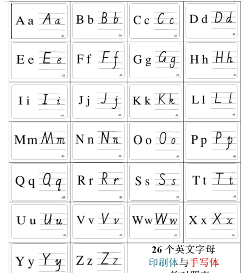 衡水体26个英文字母表图片_衡水体26个英文图片