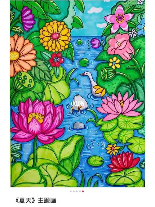 5岁的小姑娘,想要一幅关于夏天的彩笔画自己挑选出来了这样一幅要求是
