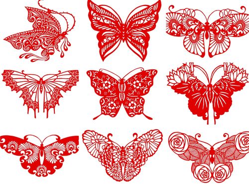 蝴蝶剪纸传统手工窗花儿童剪纸作品图成品玻璃窗墙壁镂空贴纸画