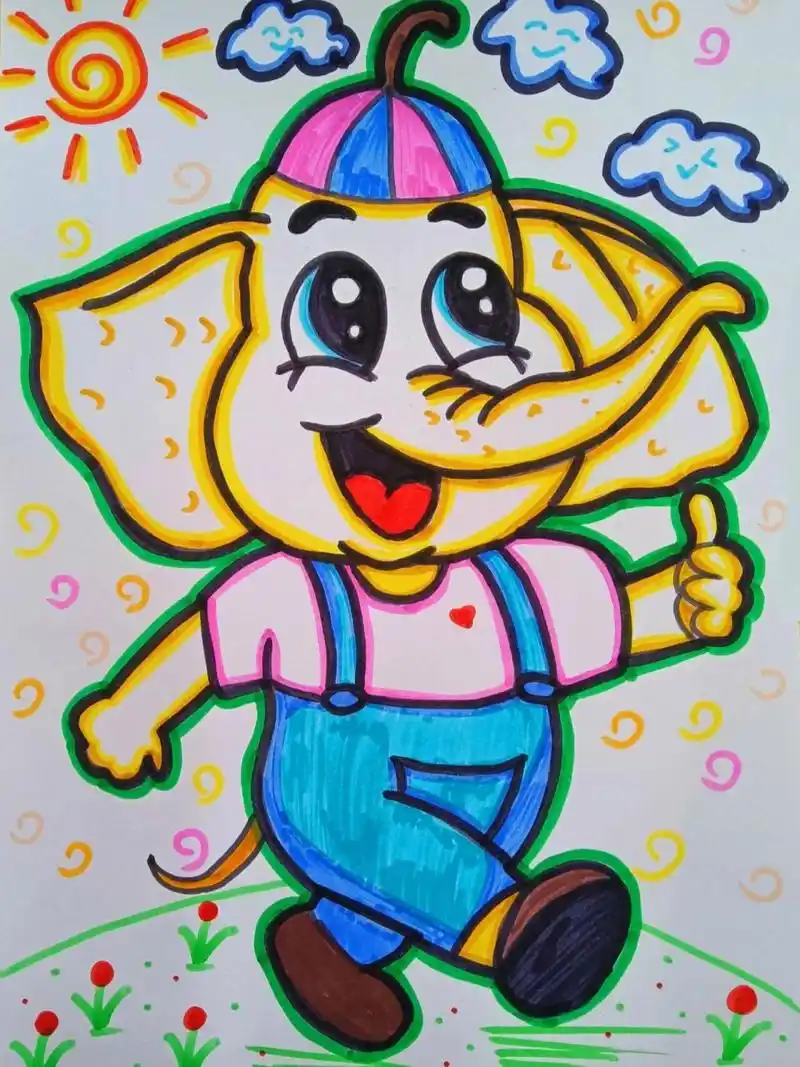 动物拟人简笔画(大象)     —————————7815