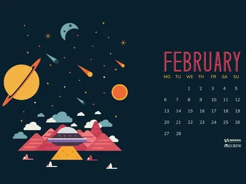 在另一个地方在同一时间-2017年二月日历壁纸