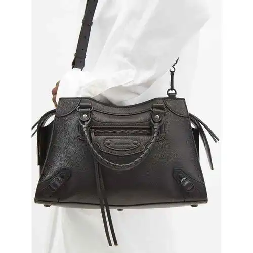巴黎世家balenciaga手提包女士奢侈品neocity经典款木纹皮革包包black