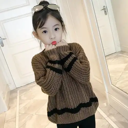 2018春季新款童装宽松加厚保暖毛衣韩版女童