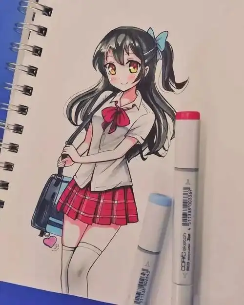 马克笔手绘动漫人物橙池未蓝crystal