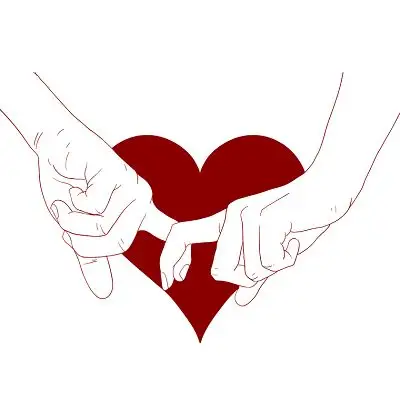 520情人节爱心手牵手素材蓝紫色手绘520情侣剪影唯美浪漫情人节展板