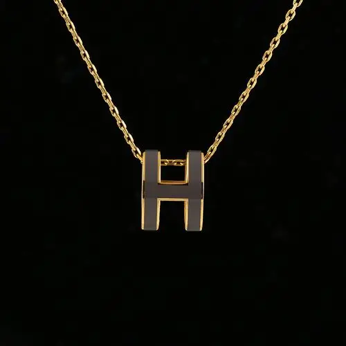 hermes(爱马仕) 爱马仕灰色h扣金色项链