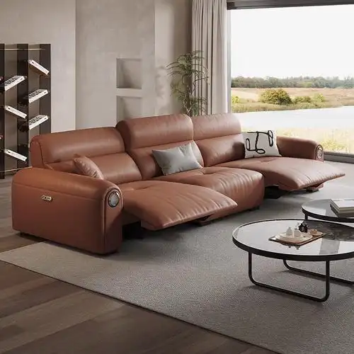 意式零靠墙电动沙发现代简约小户型音响伸缩多功能头等舱真皮沙发