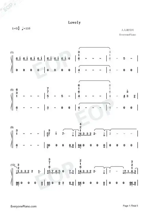 lovely-billie eilish with khalid双手简谱预览1