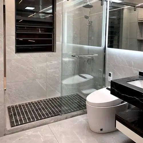 洁尔嘉石材板 浴室淋浴房地石大理石天然防滑拉槽定制人造卫生间地面