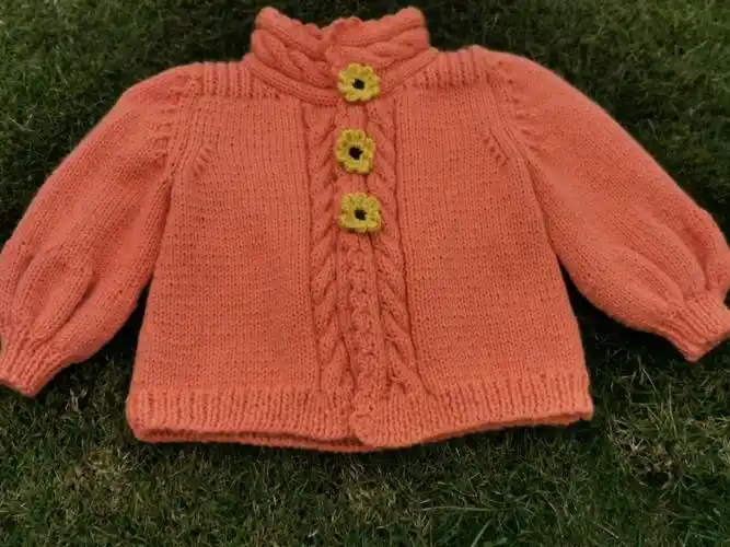 粗针织韩版女童棒针向日葵花朵开衫 -编织教程-编织人生