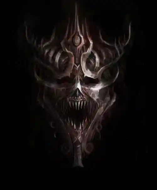 红色的头骨的3d插图