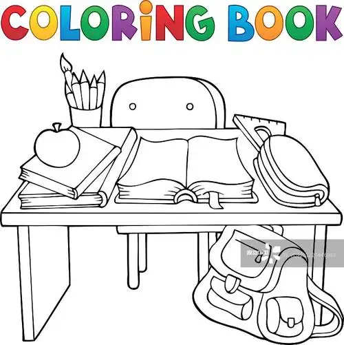 涂色书学校课桌主题1