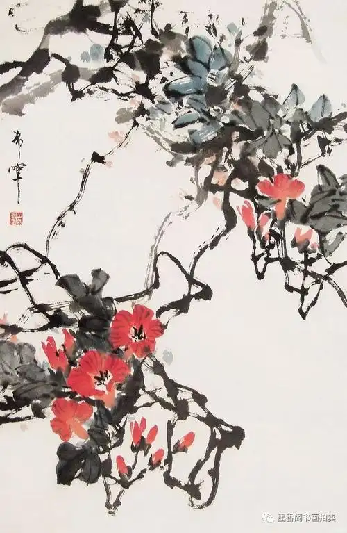 红花垂挂,灿若云霞|名家笔下的凌霄花