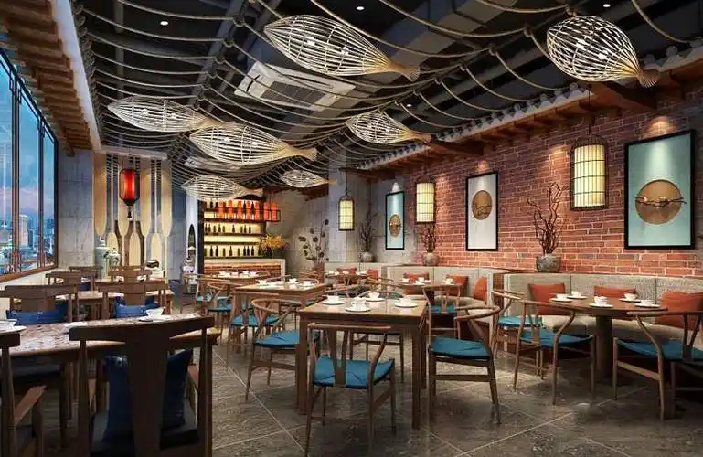 90平米混搭风格烤肉店餐厅设计装修效果图