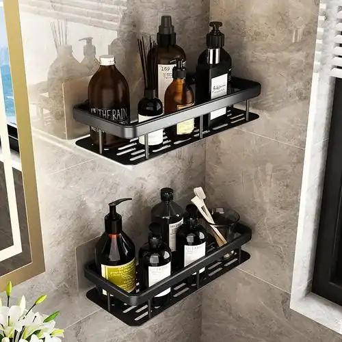 优勤免打孔卫生间置物架浴室架子厕所洗手间洗漱台用品壁挂墙上收纳架