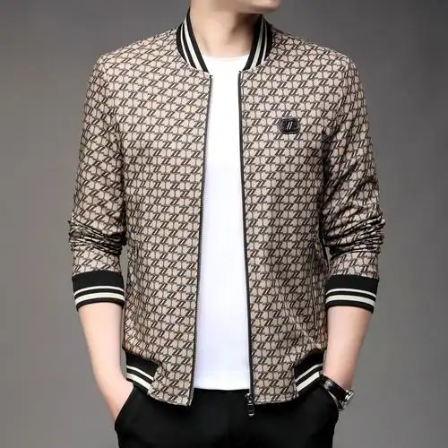 2024春季新款夹克男士潮牌碎花常规款外套中青年男装时尚休闲立领