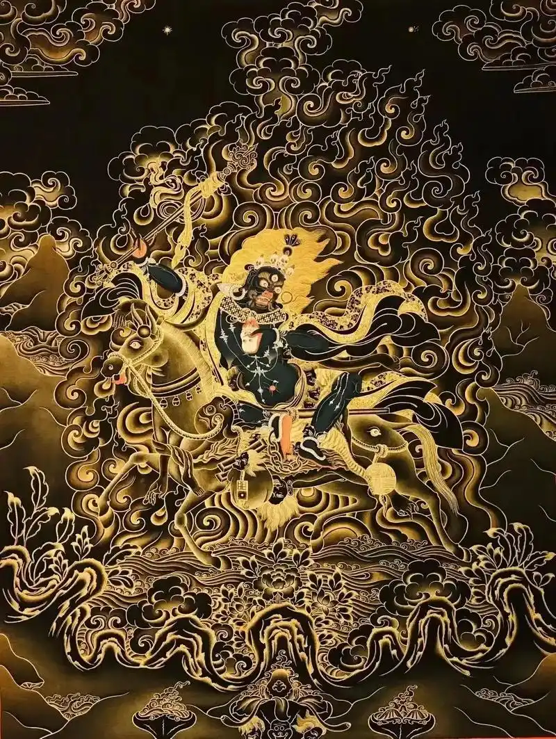 热贡黑金唐卡《吉祥天母》