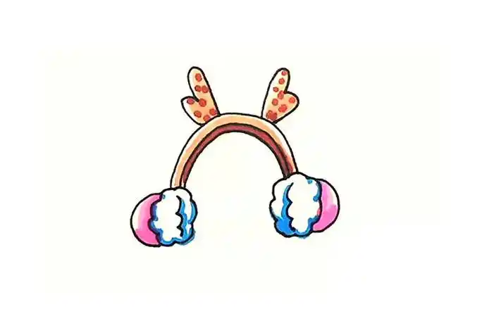 鹿角耳罩简笔画教程