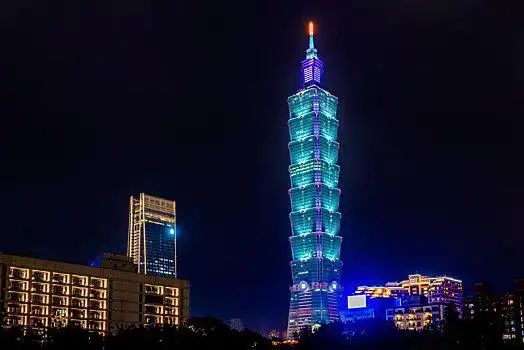 中国台湾台北城市夜景风光