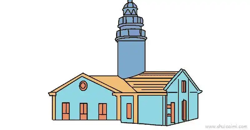 简笔画房子-17kb城市楼房简笔画带颜色现代建筑多房子简笔画怎么画