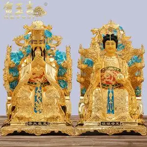 贺玉吉纯铜鎏金玉帝王母神像玉皇大帝王母娘娘佛像居家客厅摆件