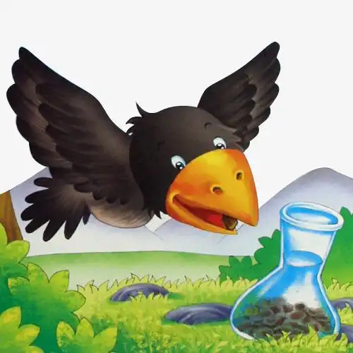 乌鸦喝水卡通手绘