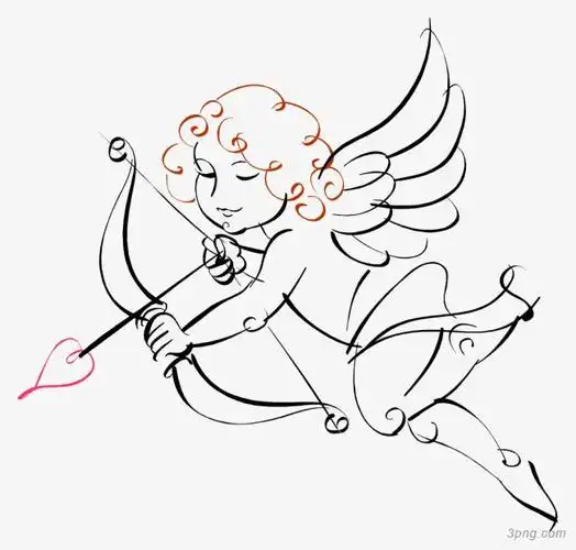 手画丘比特png素材透明免抠图片-装饰效果