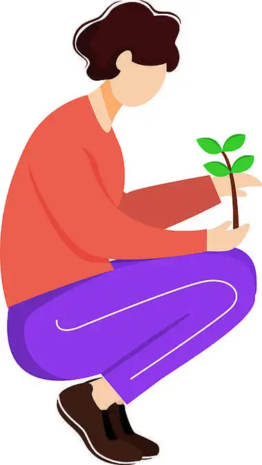 环保活动家,园丁在白色背景上孤立了卡通人物.年轻的志愿者植树.