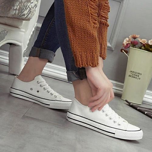 学生穿的平板鞋女生中学生低帮帆布鞋女童鞋子春秋新款儿童洋气学生