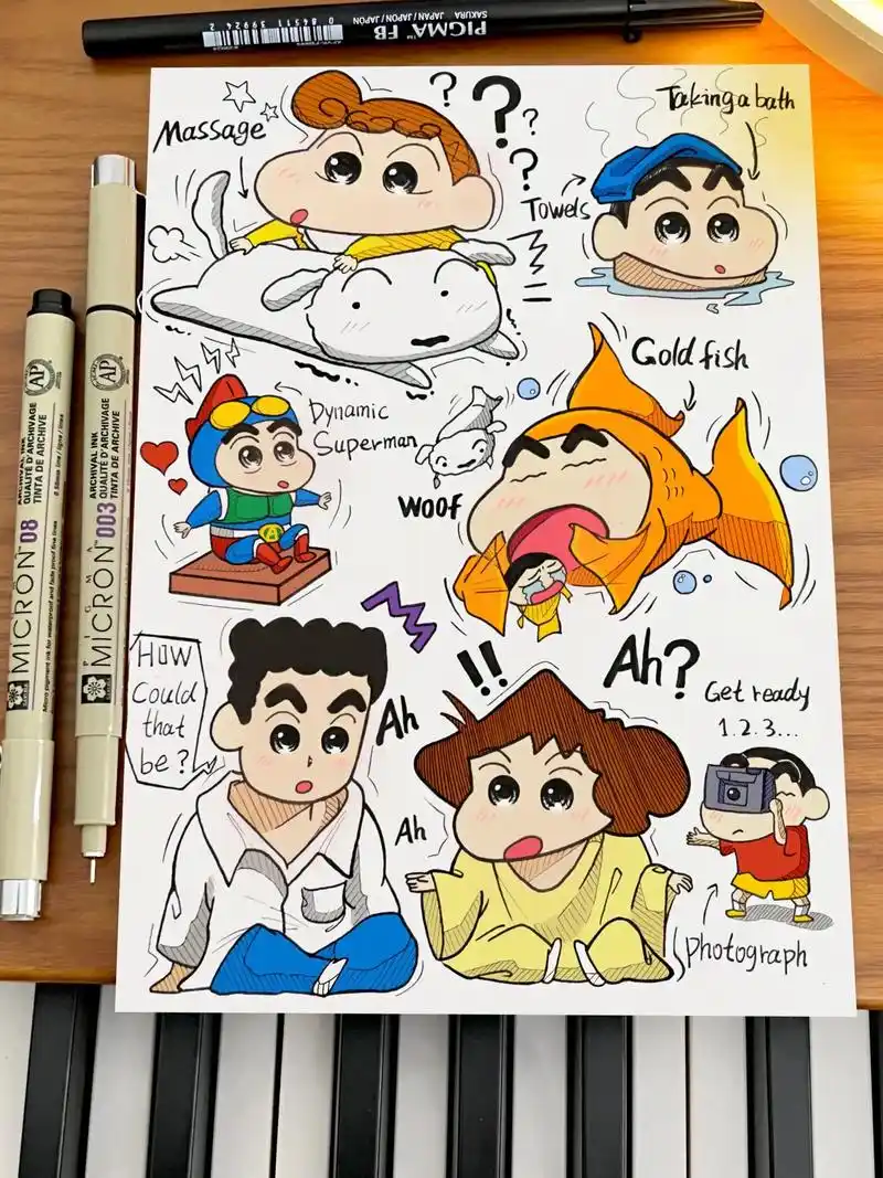 变小的广志和美伢也太可爱了吧.#画画 #一起学画画 #蜡笔小 - 抖音