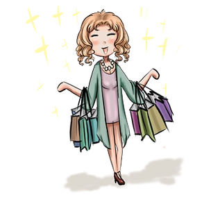 动漫厚涂手绘双十一购物的富太太 古装 插画png