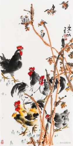 百吉呈祥李长文大师笔下的百鸡图