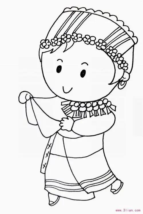 56个民族娃娃简笔画 56个民族娃娃简笔画人物幼儿园