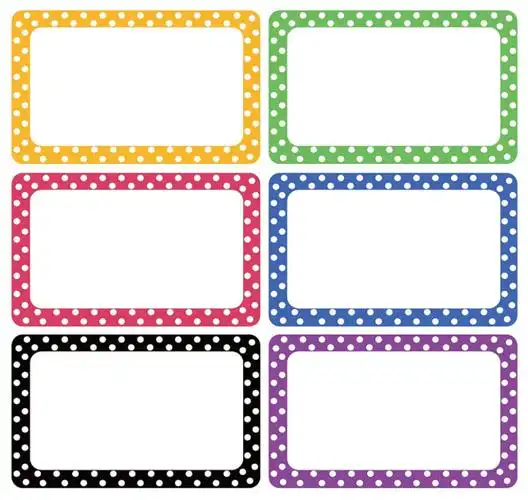 彩色圆点边框名字标签乙烯基不干胶贴纸空白书写标签标记分类贴纸