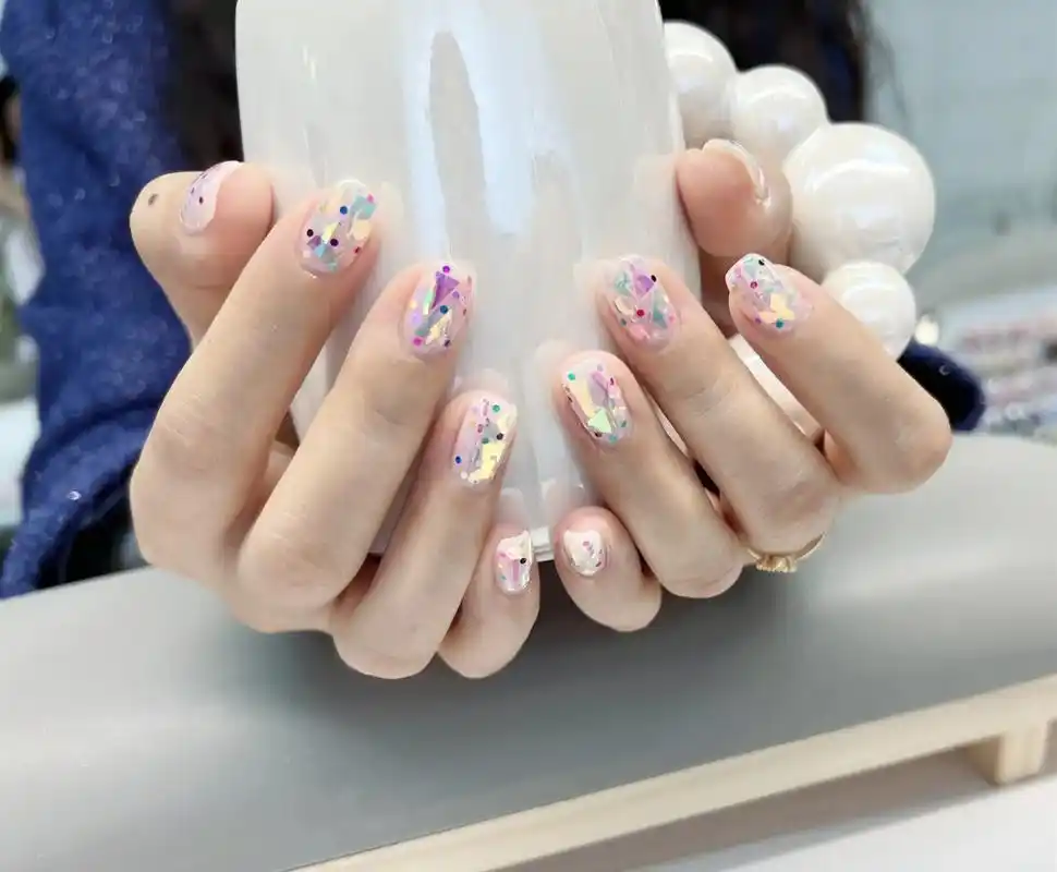 96春日小波点美甲|碎碎冰玻璃纸96.