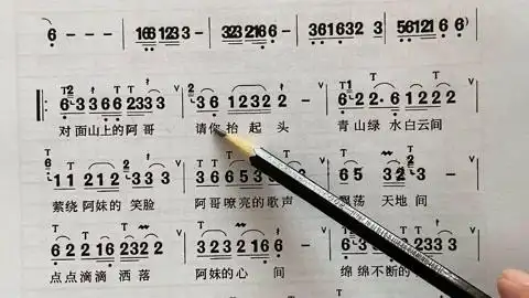 歌曲《阿哥阿妹》,简谱视唱,笛子专用技巧谱