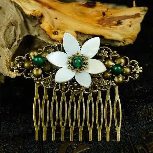 雅韵流长古风头饰中国风古代饰品发梳插梳刘海梳盘发古典宽边贝壳